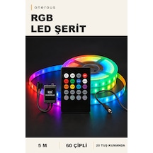 Onerous 5 M Rgb Led Şerit, Müzik Kontrollü, 20 Tuş Kumandalı
