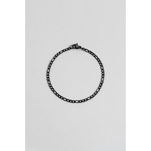 Klasik Siyah Rodyum Kaplama Çelik Erkek Bileklik Siyah