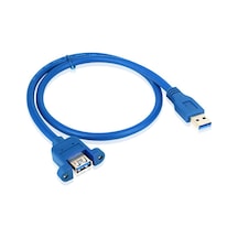 Panel Tipi Vidalı USB 3.0 Dişi-Erkek Uzatma Kablosu - 1Metre