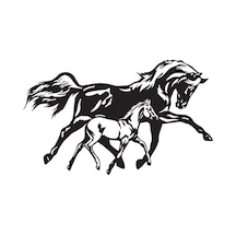 At Ve Yavrusu Oto Motor Laptop Duvar Folyo Sticker Tip 1 50x30 Cm