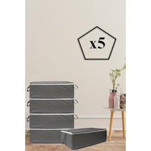 5 Adet Kapitone Desenli Bazaaltı Hurç 60x40x22 Antrasit Tela 60 X 40 Gri Tr Diğer