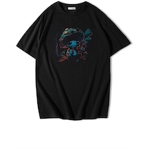 Brz Collection Unisex Oversize Mushroom Smoking Forest T-shirt-siyah