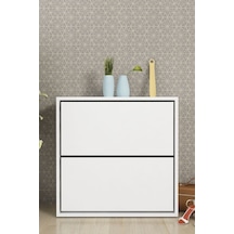 Moonlife 2 Kapaklı Kayar Raflı Ayakkabılık Beyaz