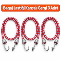 Bagaj Lastiği Kancalı Gergi 3 Adet - 90 Cm Bagaj Lastiği/halatı - Kırmızı-mavi Renk Kırmızı - Mavi