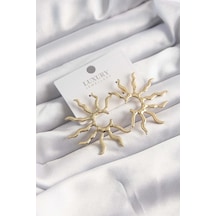 Gold Renk Yarım Güneş Küpe - Ebj241123w28283 Bakır