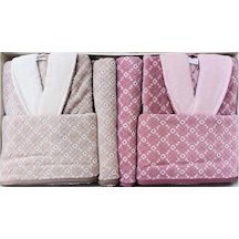 Özdilek Diamond Soft Aile Bornoz Seti Kahve Bordo Kahverengi
