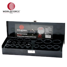 Worldforce 1/2" Darbeli Kısa Lokma Seti Metal Kutulu 8-32mm 20pc