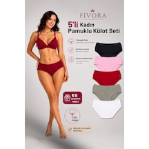 Fivora Kadın 5'li Pamuklu Slip Külot Seti Günlük Rahat Kalıp Çoklu Paket Asorti - 892400638 Asorti - 892400638 Asorti
