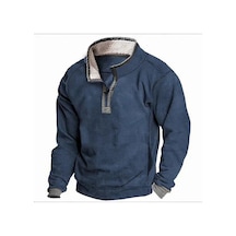 26sonbahar Ve Kışlık Rahat Dik Yaka Fermuarlı Polar Sweatshirt Mavi