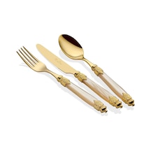 Rivadossi Arianna Oro Krem 75 Parça Çatal Bıçak Seti Krem