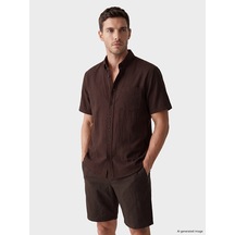 Lcwaıkıkı Classic Kahverengi Regular Fit Armürlü Erkek Gömlek