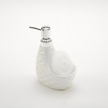 Seramik Süngerlikli Sıvı Sabunluk Dalgalı Desen Beyaz