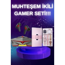 Yeni Nesil Pembe Dokunmatik Ekran Akıllı Saat Ve Oyuncu Kulaklığı Kablosuz Bluetooth Kulaklık - Lisinya