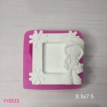 Yy0533 Çiçekli Kızlı Kare Çerçeve Silikon Kalıp