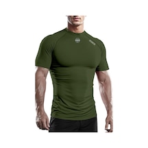 Ghassy Co. Erkek Premium Nefes Alabilen Hızlı Kuruma Koşu Fitness Reflektör Armalı Spor T-shirt 001 Haki