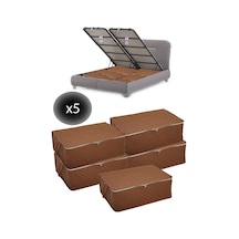 5 Adet Kapitoneli Bazaaltı Hurç 60x40x22 - Büyük Boy Baza Hurcu Taba Tela 60 X 40 Kahverengi Tr Diğer