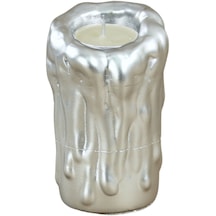 Mumluk Şamdan Tealight Mum Uyumlu Büyük Erimiş Mum Model - Gümüş