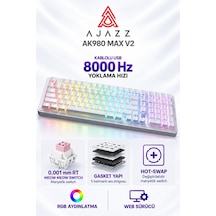 Ajazz Ak980 Max V2 8000 Hz Manyetik Rgb Oyuncu Klavyesi Beyaz Meow Meow