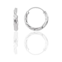 Gümüş Rodyumlu 18 Mm Burgu Halka Küpe