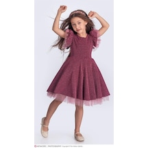 Kız Çocuk Özel Gün Simli Abiye Elbise 167372gk Gülkurusu