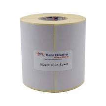 Kuşe Etiket 100mm X 80mm Ruloda 500 Adet 40mm Kuka Çapında Baskısız Barkod Yazıcı Etiketi Diğer