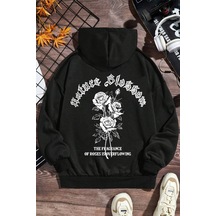 Uyguntarz White Rose Baskılı Erkek - Kız Çocuk Rahat Kalıp Sweatshirt Siyah