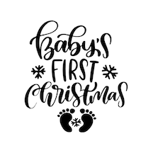 Babys First Christmas 3 - Araç, Oto, Laptop, Duvar Uyumlu Sticker 10 11 Cm