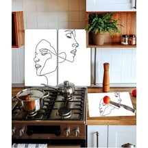 Takım Halinde Yüz 20X30 CM Kesme Tablası ve 60X52Cm Cam Ocak Koru