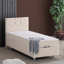 Wick Tek Kişilik Baza Başlık Letto Yatak Seti - Krem 90 x 200