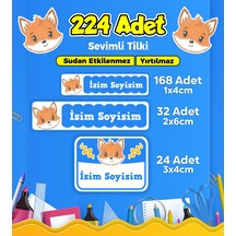 Sevimli Tilki Temalı Okul Kreş Kişiye Özel İsim Etiket Seti - Model 115 Çok Renkli