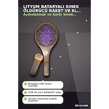 Lityum Bataryalı Sinek Öldürücü Raket - El Feneri Ve Led Işıklı, 1 Adet Bx-313486