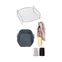 XXL Airfryer Aksesuar Seti Izgara Teli Silikon Pişirme Kabı Ve Sprey Yağdanlık