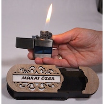 Çakmak Kişiye Özel İsim Yazılı Ve Mdf Tasarım Kutulu No:82 Gri