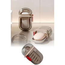 Tineke Şeffaf Kutu Şeklinde Plastik Katı Sabunluk Pratik Kullanımlı Hijyenik Banyo Sabun Kabı 1 Adet Çok Renkli