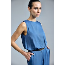 Sateen Colin Bluz - İndigo-137314