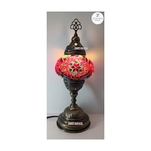El Yapımı Otantik Mozaik Masa Lambası Yüksek Boy Bordo - 820076288 Bordo