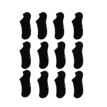 12 Çift Dikişsiz Kadın Siyah Bambu Görünmez Sneaker Spor Çorap-36 - 40