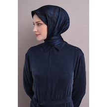 Armine Sura Saf İpek Eşarp 9643 06 Siyah Lacivert Soyut Desen Lacivert - Siyah