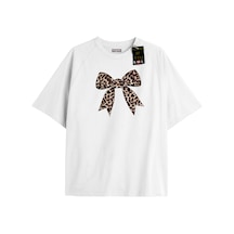Flood Of Style Beyaz Oversize T-shirt Leopar Kurdale Özel Tasarım