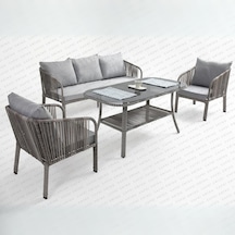 Capri Swing Artemis Üçlü Rattan Balkon Bahçe Takımı Gri
