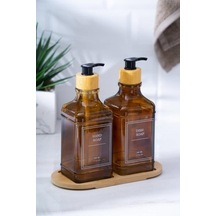 Louvre 2li Cam Sıvı Sabunluk Kahverengi