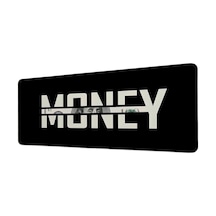 Money Siyah Minimal Tasarım 40x90 Cm Oyuncu Mousepad Kaymaz Taban Büyük Boy Mousepad