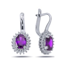 Lova Pırlantalı Oval Ametist Anturaj Küpe -  3030024