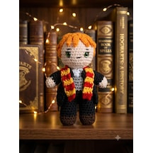 Kızıl Saçlı Büyücü Amigurumi Örgü Oyuncak - El Yapımı 12 Cm 2465-Turuncu