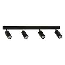 Rsylight Metal Modern Spor 4 Lü Siyah Mafsallı Led Spot Avize Günışığı Ampullü Beyaz