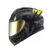Gıvı 50.x Bones Mat Siyah-neon Sarı Kask Sarı Vizör Mat Sıyah-neon Sarı