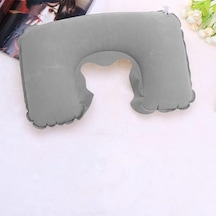 Şişme Seyahat Boyun Yastığı Ergonomik Travel Neck Pillow, Katlanabilir, Taşınabilir, Uçak, Otobüs, Tren Yolculukları İçin Rahat Uyku Yastığı Gri Açık Indigo