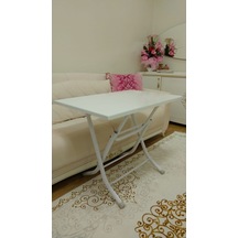 Netbazaars 60X90 Cm Şık Katlanır Masa - Sağlam Malzeme - Hızlı Gönderim Beyaz