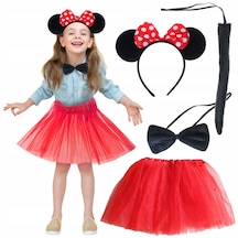 Minnie Mouse Kostüm Seti Etek Taç Kuyruk Papyon Gösteri Seti 5615