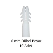 Dübel, 6 Mm Beyaz Dübel, 10 Adet